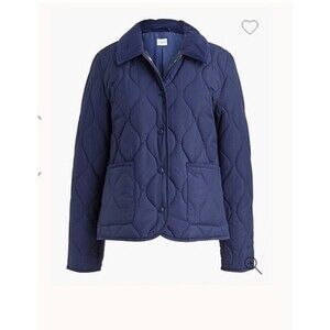 J.CREW Factory Medium Quilted Barn Jacket Navy Blue $168 CB335 Womens Snap Front